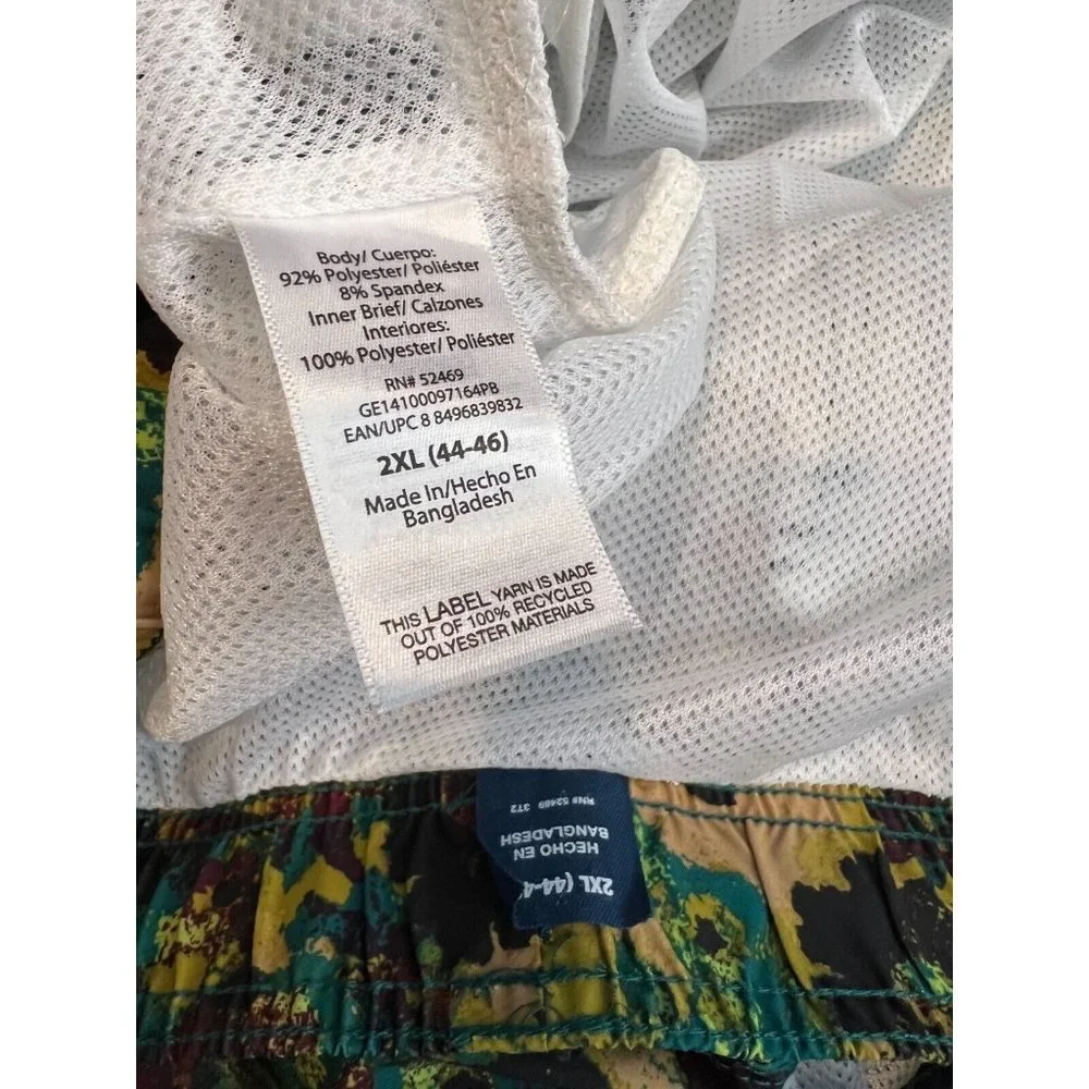 NWT George Swim Trunks Board Shorts‎ 3X UPF 50+ Antique Teal Quick Dry Floral